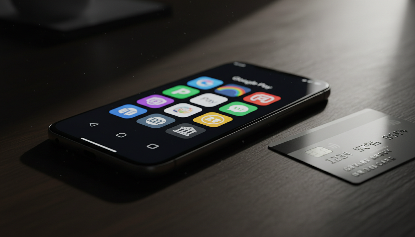 Smartfon z ikonami różnych systemów płatności mobilnych